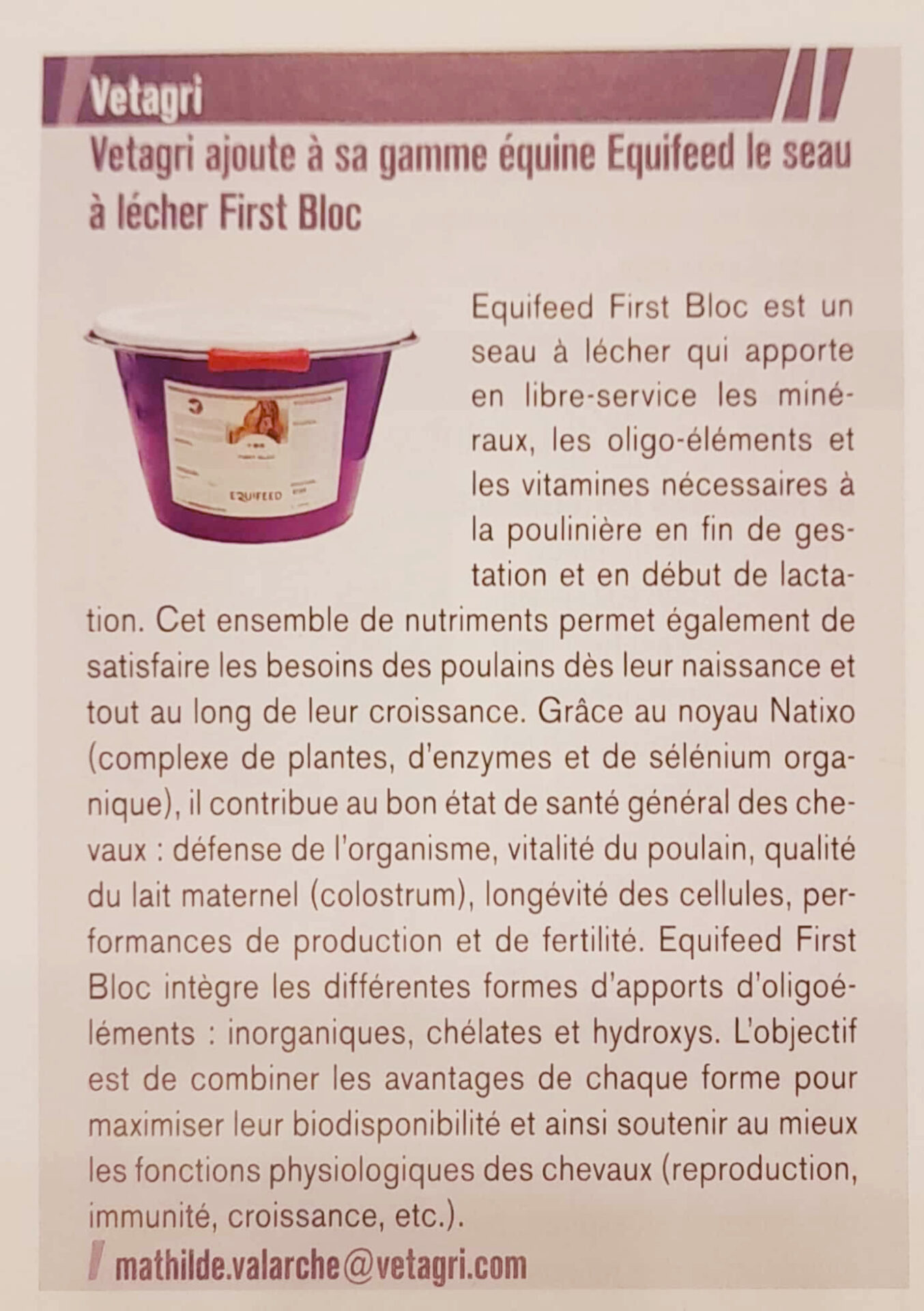 RAA EQUIFEED FIRST BLOC 1